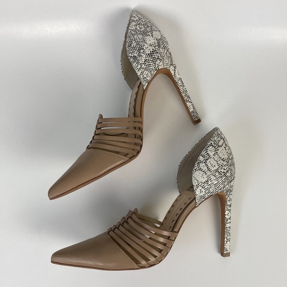 Dolce Vita Tan & Snakeskin Point Toe Stiletto - Picture 7 of 13